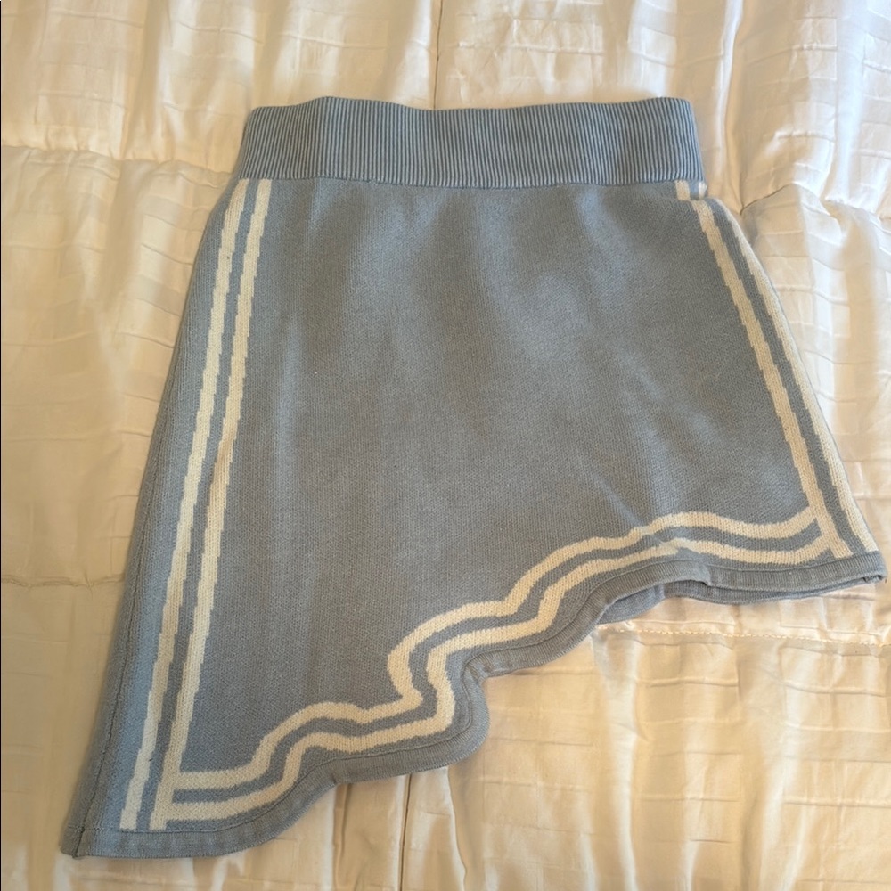 Light Blue Asymmetrical Mini Skirt for Casual Wear